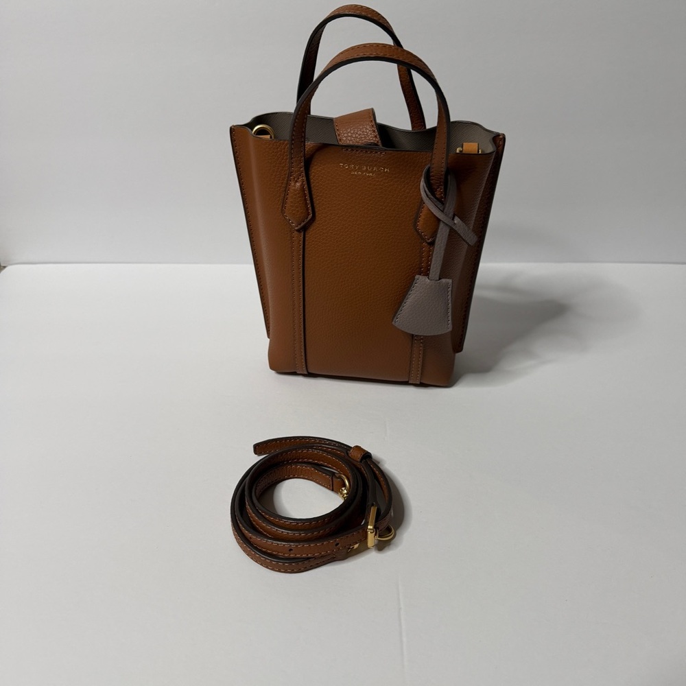 Tory Burch Mini Bag Perfect NEW and never used.   Gorgeous! Light Brown & Grey - Picture 9 of 9